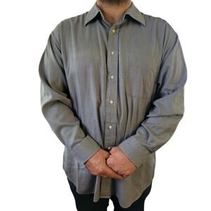 Vintage Tommy Hilfiger Y2K (2002) Blue Chambray Dress Shirt 17.5 35 Heritage